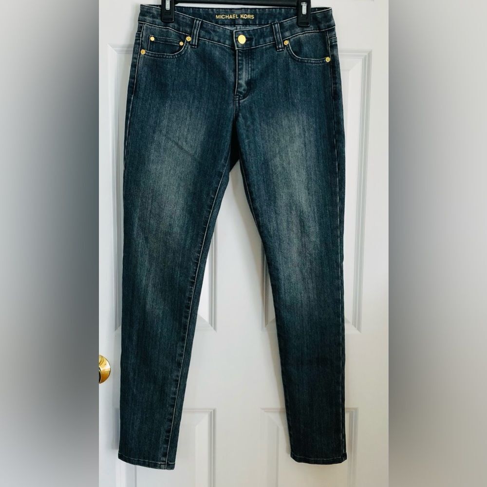 MICHAEL KORS IZZY SKINNY WOMEN'S JEAN SIZE 4 MEDIUM WASH BLUE STRETCH